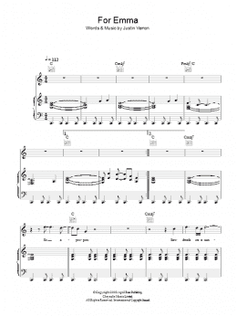 page one of For Emma (Piano, Vocal & Guitar Chords)