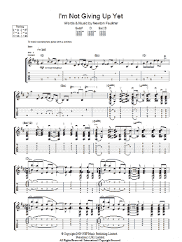 page one of I'm Not Giving Up Yet (Guitar Tab)