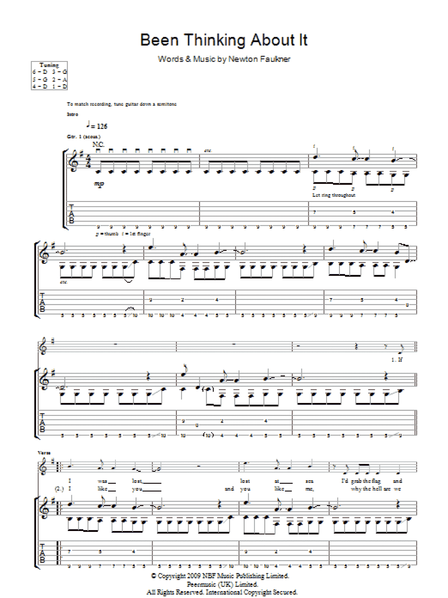 Been Thinking About It (Guitar Tab)