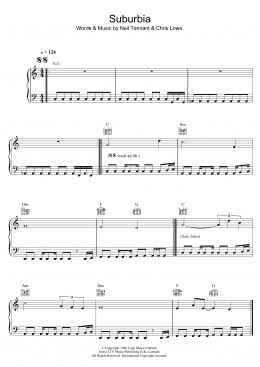 page one of Suburbia (Piano, Vocal & Guitar Chords)