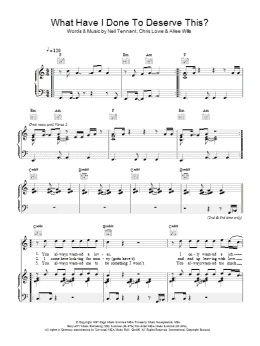 page one of What Have I Done To Deserve This? (Piano, Vocal & Guitar Chords)
