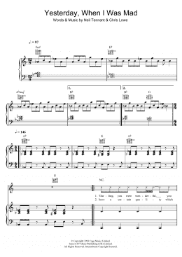 page one of Yesterday, When I Was Mad (Piano, Vocal & Guitar Chords)