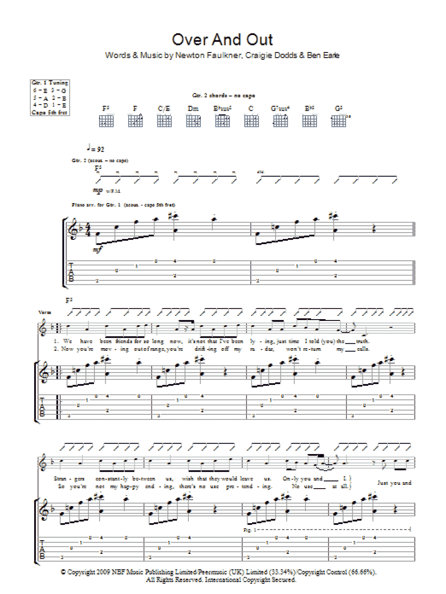 Over And Out (Guitar Tab)