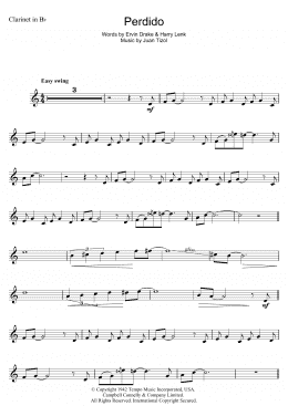 page one of Perdido (Clarinet Solo)