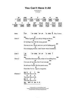 page one of You Can't Have It All (Guitar Chords/Lyrics)