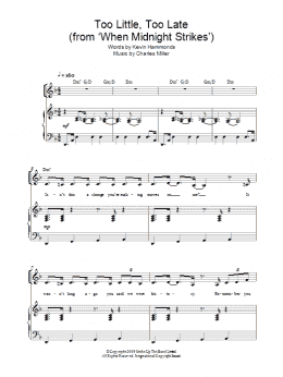 page one of Too Little Too Late (Piano, Vocal & Guitar Chords)