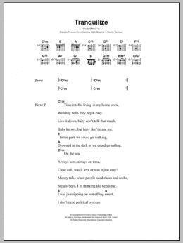 page one of Tranquilize (Guitar Chords/Lyrics)
