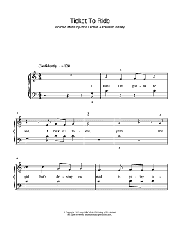 page one of Ticket To Ride (5-Finger Piano)