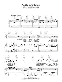 page one of Bell Bottom Blues (Piano, Vocal & Guitar Chords)