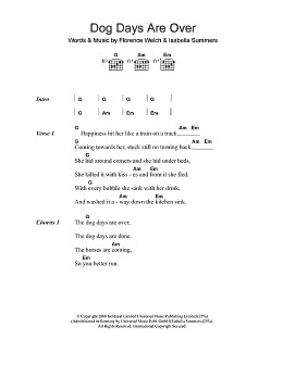 page one of Dog Days Are Over (Guitar Chords/Lyrics)