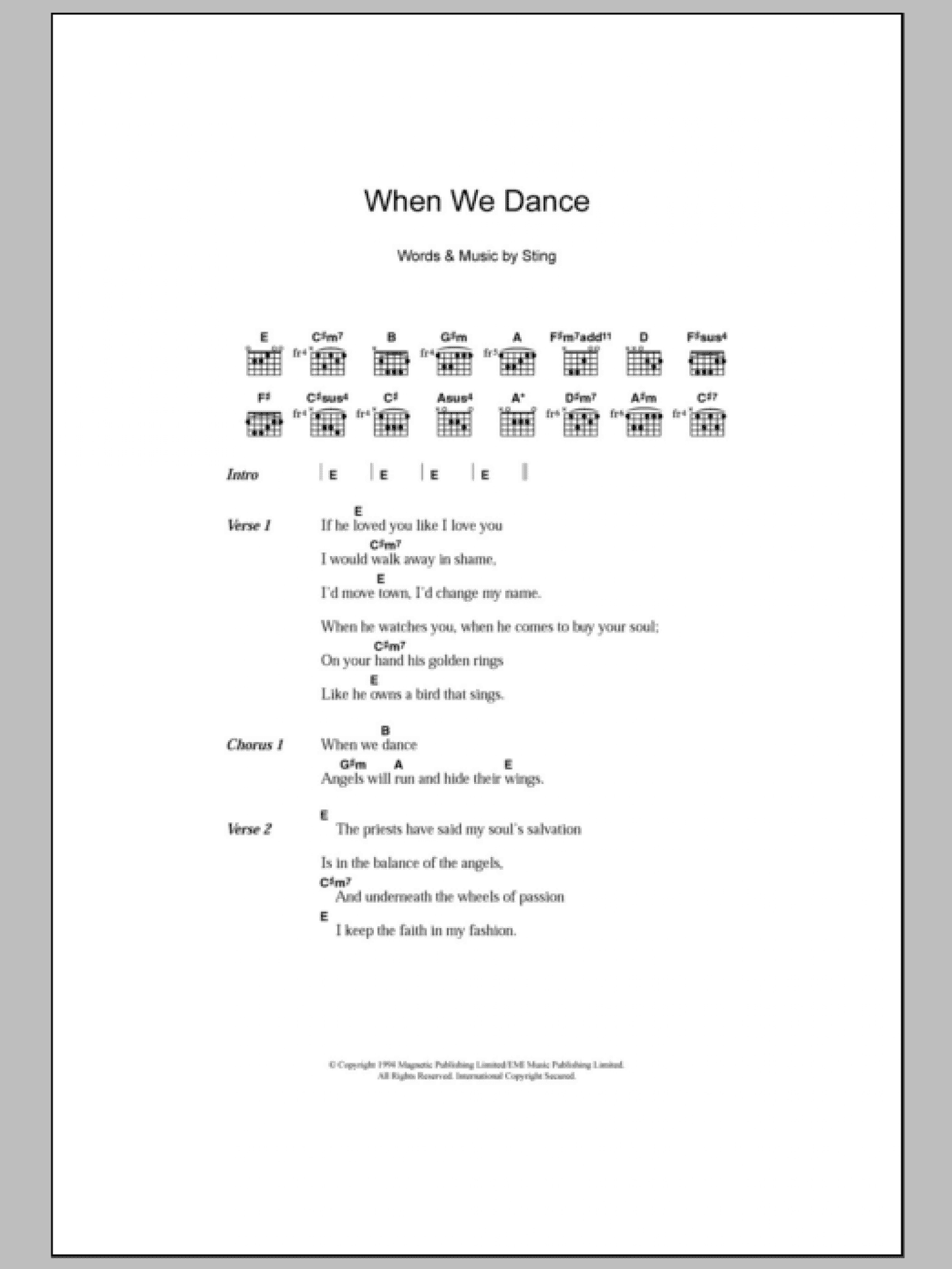 When We Dance (Guitar Chords/Lyrics)