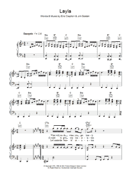 page one of Layla (Piano, Vocal & Guitar Chords (Right-Hand Melody))