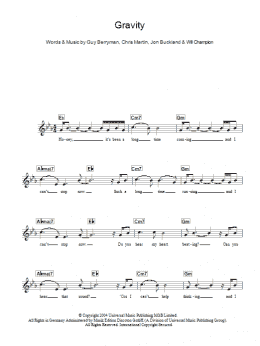 page one of Gravity (Lead Sheet / Fake Book)