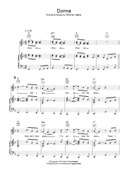 page one of Donna (Piano, Vocal & Guitar Chords)