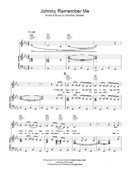 page one of Johnny Remember Me (Piano, Vocal & Guitar Chords)