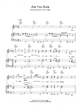 page one of Are You Sure (Piano, Vocal & Guitar Chords)