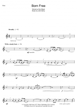 page one of Born Free (Flute Solo)