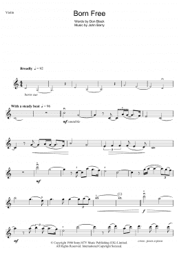 page one of Born Free (Violin Solo)