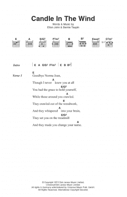 page one of Candle In The Wind (Guitar Chords/Lyrics)