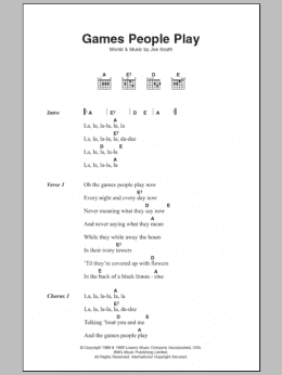 page one of Games People Play (Guitar Chords/Lyrics)