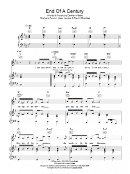 page one of End Of A Century (Piano, Vocal & Guitar Chords)