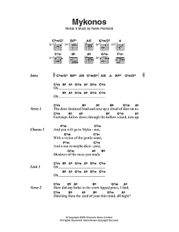page one of Mykonos (Guitar Chords/Lyrics)