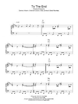 page one of To The End (Piano, Vocal & Guitar Chords)