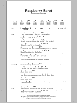 page one of Raspberry Beret (Guitar Chords/Lyrics)