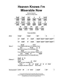 page one of Heaven Knows I'm Miserable Now (Guitar Chords/Lyrics)