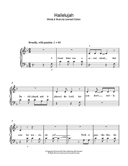 page one of Hallelujah (5-Finger Piano)