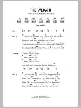 page one of The Weight (Guitar Chords/Lyrics)