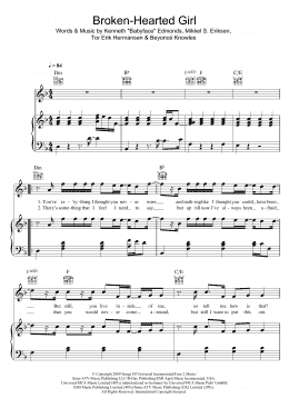 page one of Broken-Hearted Girl (Piano, Vocal & Guitar Chords (Right-Hand Melody))