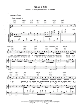 page one of New York (Piano, Vocal & Guitar Chords)