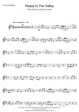 page one of (There'll Be) Peace In The Valley (For Me) (Tenor Sax Solo)