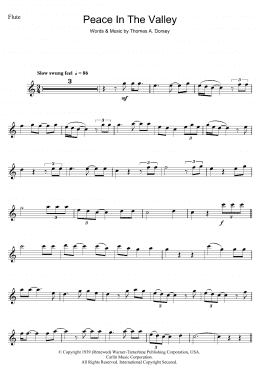 page one of (There'll Be) Peace In The Valley (For Me) (Flute Solo)