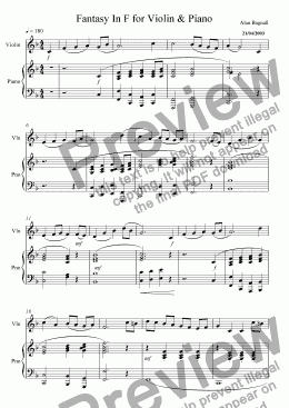 page one of Fantasy for Violin and Piano in F Major