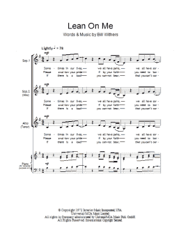 page one of Lean On Me (arr. Barrie Carson Turner) (SSA Choir)