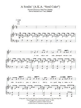 page one of A Soalin' (A.K.A. "Soul Cake") (Piano, Vocal & Guitar Chords)