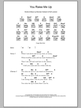 page one of You Raise Me Up (Guitar Chords/Lyrics)