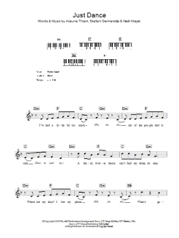 page one of Just Dance (Lead Sheet / Fake Book)
