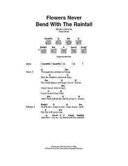 page one of Flowers Never Bend With The Rainfall (Guitar Chords/Lyrics)