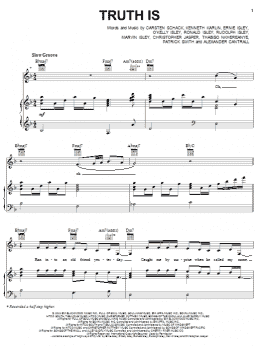 page one of Truth Is (Piano, Vocal & Guitar Chords (Right-Hand Melody))