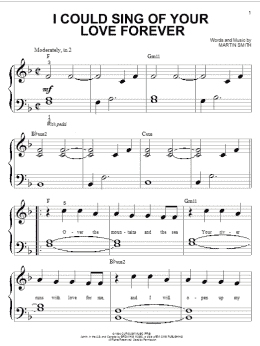 page one of I Could Sing Of Your Love Forever (Big Note Piano)