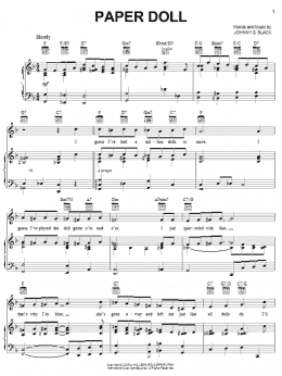 page one of Paper Doll (Piano, Vocal & Guitar Chords (Right-Hand Melody))