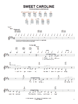 page one of Sweet Caroline (Easy Guitar)