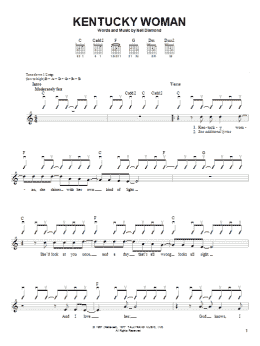 page one of Kentucky Woman (Easy Guitar)