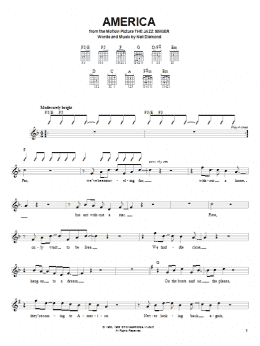 page one of America (Easy Guitar)