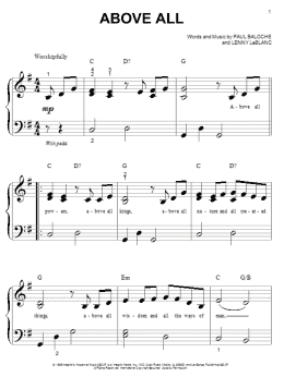 page one of Above All (Big Note Piano)