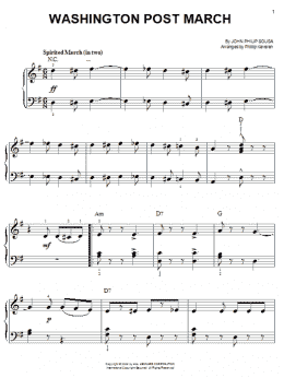page one of Washington Post March (arr. Phillip Keveren) (Easy Piano)
