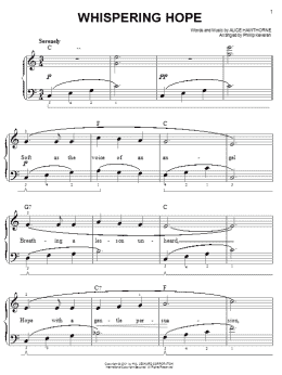 page one of Whispering Hope (arr. Phillip Keveren) (Easy Piano)